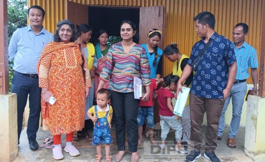 Joint Secretary, Ministry of DoNER Anuradha S Chagati with others during the visit to Shangsa village in Mon district on October 12. (DIPR Photo) 